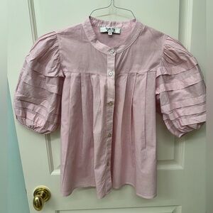 Sea New York Women’s Puff Sleeve Blouse in Soft Pink XS EUC